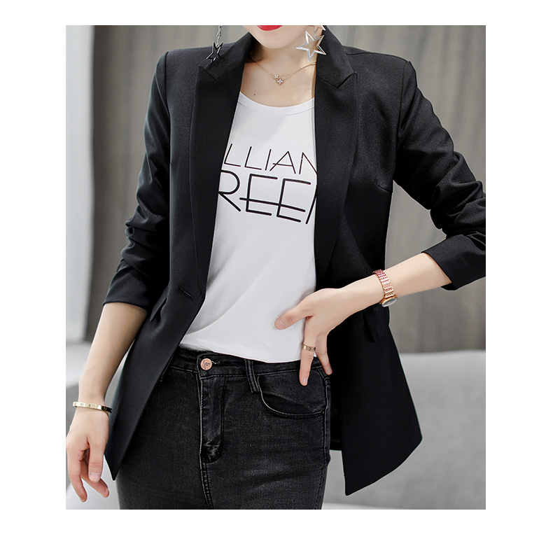 2018 nhỏ phù hợp với áo khoác nữ dài tay port phong cách retro chic trong phần dài màu đen giản dị phù hợp với mùa thu mỏng vest kẻ nữ
