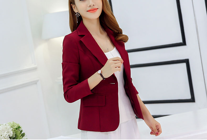 Bộ đồ vest nữ 2018 thu đông phiên bản mới của Hàn Quốc dáng lửng thon gọn tay áo dài nữ giản dị hoang dã phù hợp với đoạn văn ngắn áo vest blazer nữ