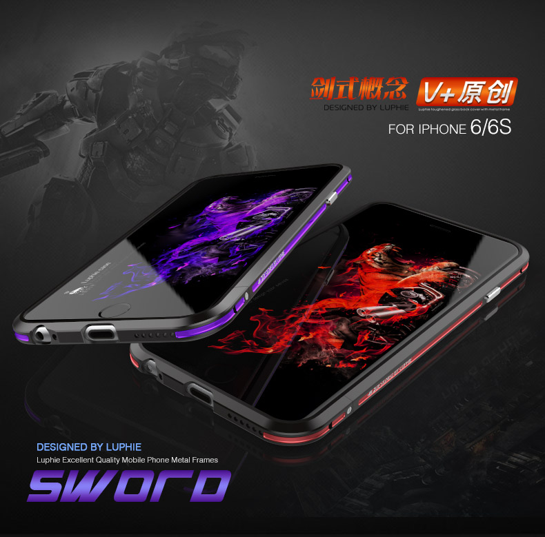 Luphie Bicolor Blade Sword Slim Light Aluminum Bumper Metal Shell Case for Apple iPhone 6S Plus/6 Plus & iPhone 6S/6
