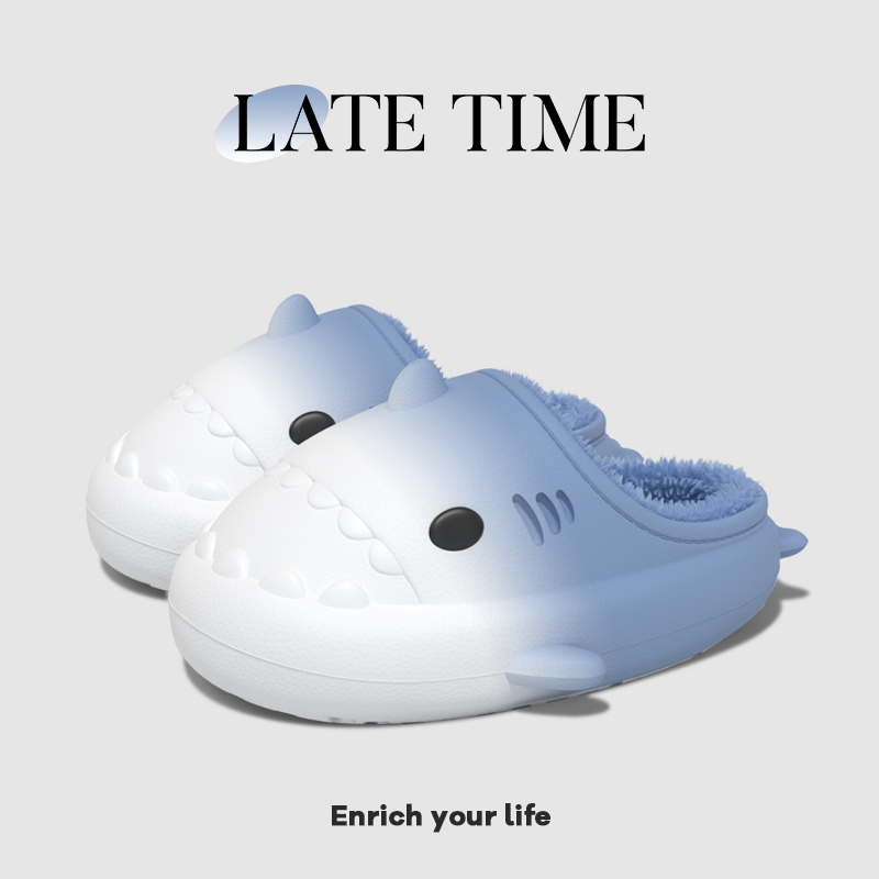 Gradient Shark Cotton Slippers for Women, Winter Indoor Home Cute Waterproof Plush Warm Men's Cotton Shoes for Outdoor Wear in Winter Gradient Shark Cotton Slippers for Women, Winter Indoor Home Cute Waterproof Plush Warm Men's Cotton Shoes for Outdoor Wear in Winter