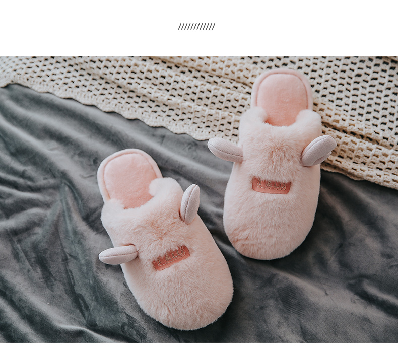 Mua một tặng một đôi mùa đông miễn phí đôi dép bông nữ dày ở nhà nhà giày ấm tháng trong nhà giày len nam trong nhà - Trang chủ dép đi trong nhà cute
