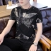 Áo thun cotton nam ngắn tay Mercerized phiên bản Hàn Quốc của quần áo tự tay nửa quần áo đáy quần thời trang đường phố nam in áo thun lụa băng - Áo phông ngắn áo thun nam đẹp Áo phông ngắn