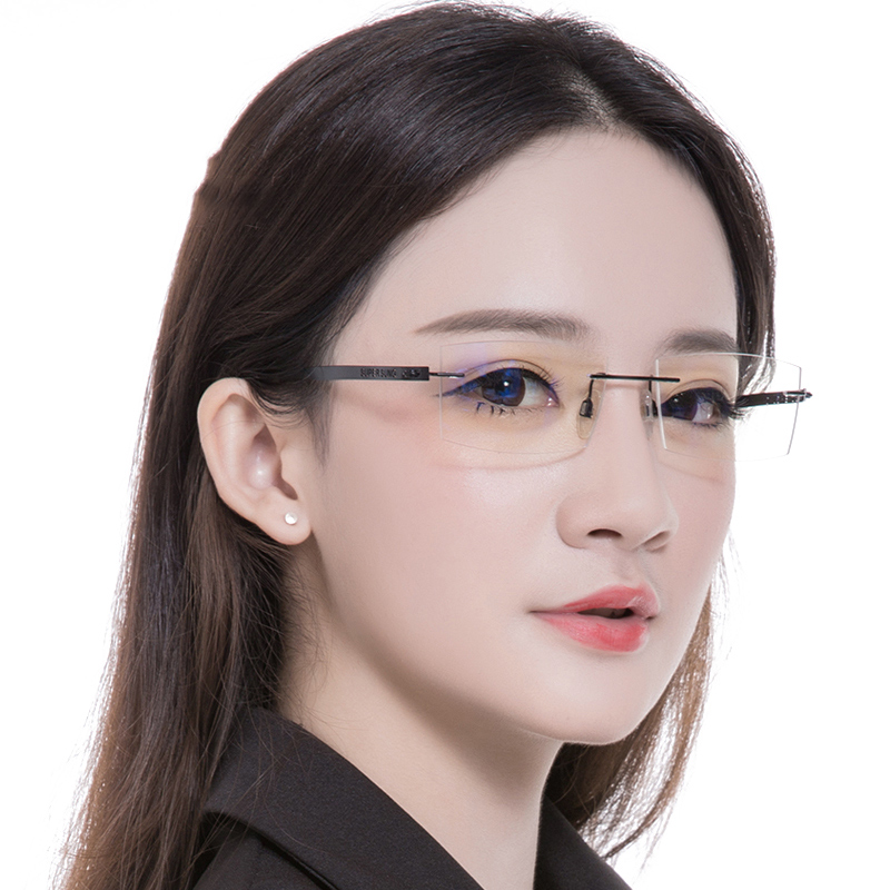 Anti-radiation glasses men and women ultra-light computer eye protection blue light radiation computer eye protection myopia round face rimless glasses