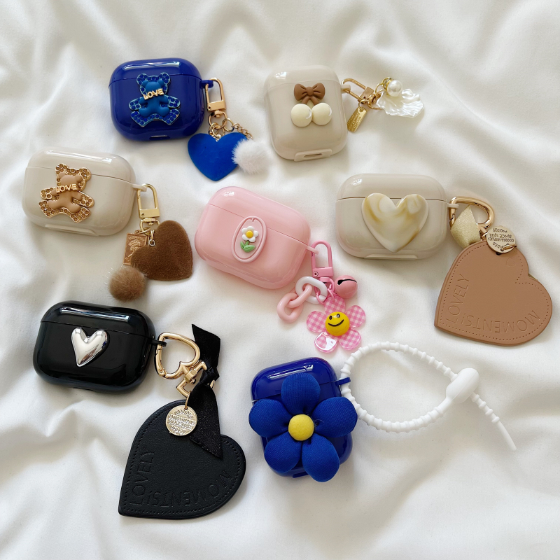 Applicable AirPods2 protection shell small crownins wind hanging decoration Pro apple AirPods3 generation silicone gel soft headsets marble veins 1 2 generations Apple Bluetooth wireless ear machine box cute