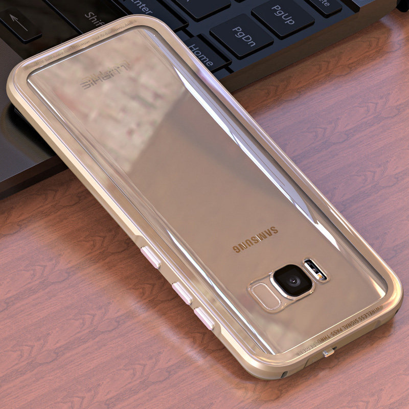 Luphie iGlass Airframe Aluminum Bumper Air Barrier Tempered Glass Back Case Cover for Samsung Galaxy S8 Plus & Galaxy S8