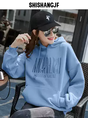 Hoodie Sweater Women's loose Korean version of thin velvet thickened spring and autumn 2021 New coat tide