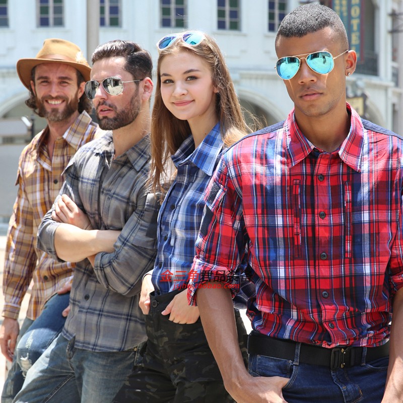 19 new freelance tactical plaid shirt outdoor men and women autumn long sleeves breathable abrasion resistant cotton armwear