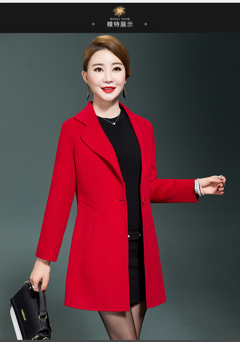 Chống mùa giải phóng mặt bằng mới mùa thu đôi phải đối mặt với cashmere áo khoác nữ áo khoác mỏng giữa- len dài hai mặt áo phao nữ 2021