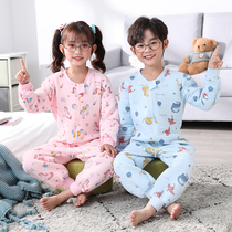 Children's jumpsuit Autumn and Pure Cotton Clamp Boys and Girls Cartoon Probage Bao Kick Pajama Pajama Pajama Pajama Pajama