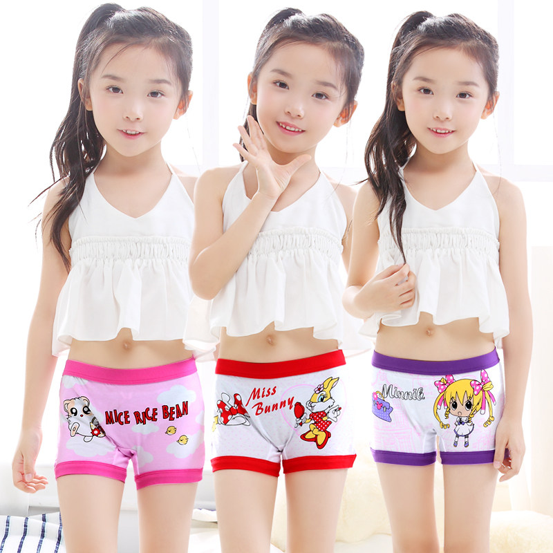 Children's underwear girls cotton boxer angle children primary school students four corners 4 children girls princess shorts 6-7-8 years old