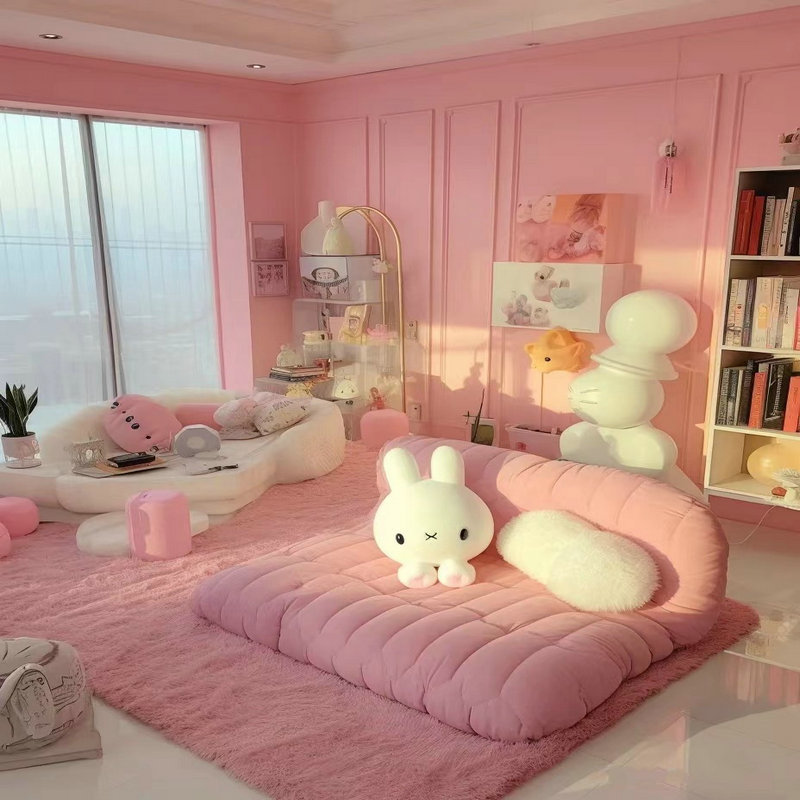 Rabbit Fur Thick Carpet for Living Room and Bedroom, Cute Dopamine Bedside Rug, Home Use, Girly Pink Room Carpet Rabbit Fur Thick Carpet for Living Room and Bedroom, Cute Dopamine Bedside Rug, Home Use, Girly Pink Room Carpet