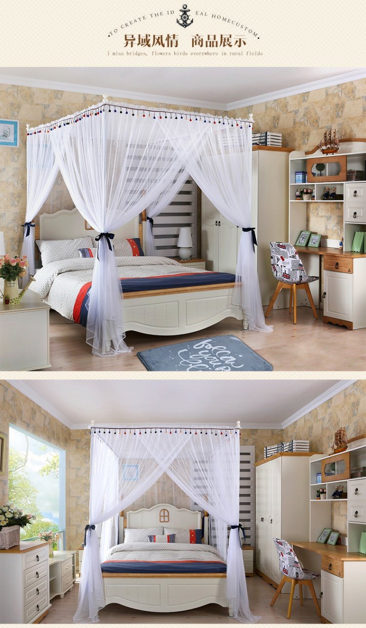 Shi Nuolan vuông top ba cửa mở phong cách đơn giản lưới chống muỗi hạ cánh lưới đỏ muỗi khung thép không gỉ 1.5 / 1.8 - Lưới chống muỗi màn lưới