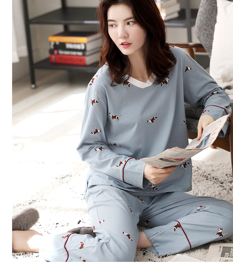 Card Love Pyjama Cotton mùa thu dài tay mùa xuân và mùa thu Hàn Quốc Tươi tươi Ngọt ngào Thời trang ngọt ngào Dịch vụ tại nhà - Cha mẹ và con bộ jumpsuit hoạt hình cho bé và mẹ