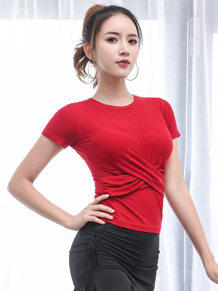 Catsi 2019 New Latin Dance Costume Women Adult Modern Dance Costume National Standard Dance Costume Short Sleeves