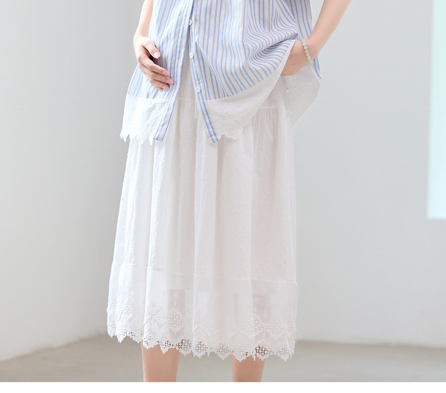 孕之优品孕妇套装夏季外穿孕妈高级穿搭花边拼接衬衫半身裙两件套 — 21