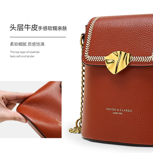 Кожаная цепь, небольшая сумка, сумка на одно плечо, 2020, из натуральной кожи, премиум класс, воловья кожа