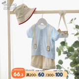 Детский спортивный костюм для выхода на улицу, раздельный костюм мальчика цветочника для отдыха, футболка, летняя одежда, в западном стиле, в корейском стиле