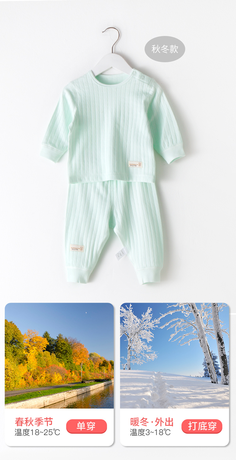 Bộ đồ lót trẻ em bằng vải cotton cho trẻ em Bộ đồ ngủ mùa đông nam 1-3 tuổi 2 nữ 0 mùa xuân và mùa thu cho bé quần áo trẻ em