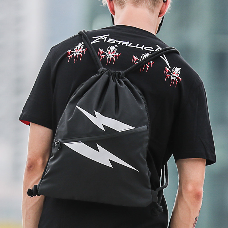 Belt pocket drawstring backpack men and women casual student schoolbag outdoor sports fitness backpack portable drawstring small bag