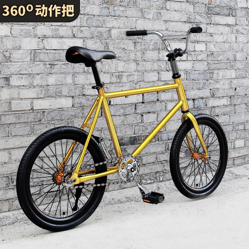 Fixed Gear Bicycle 20inch Fully Modified with Stunt Handlebars and Reverse Brake, Suitable for Adults, Teenagers, Students, and Children, Road Bike Fixed Gear Bicycle 20inch Fully Modified with Stunt Handlebars and Reverse Brake, Suitable for Adults, Teenagers, Students, and Children, Road Bike