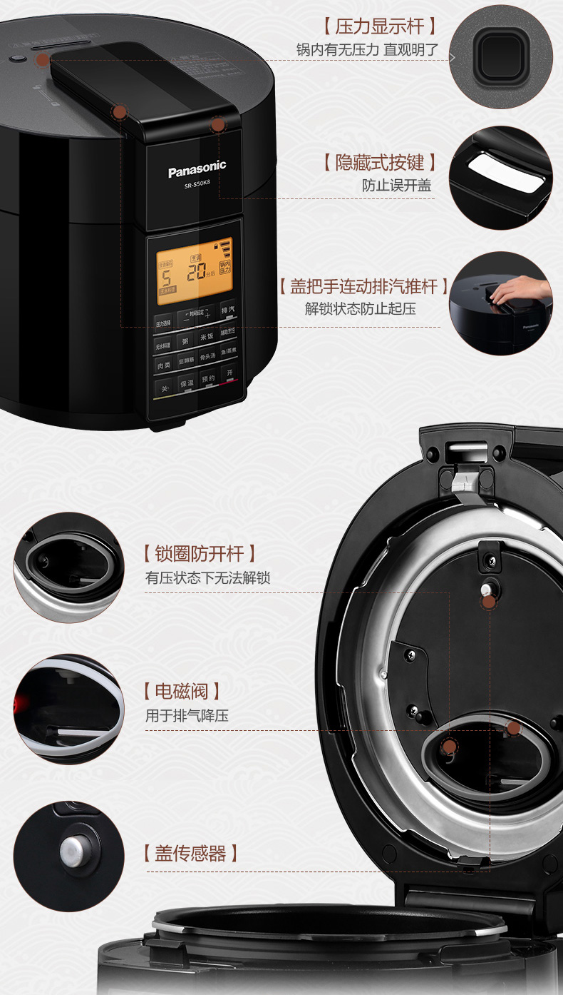 松下 SR-S50K8 家用多功能高压锅 5L 图14