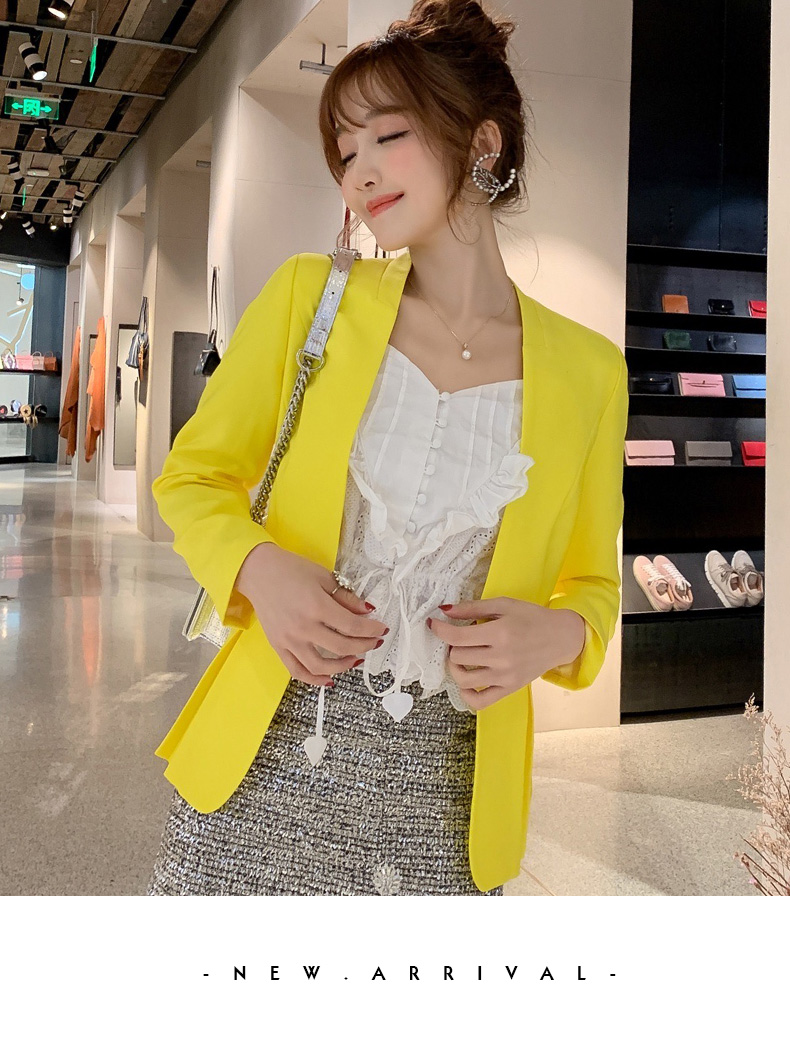 黛 2019 xuân hè mới Bộ đồ công sở nữ mỏng của Hàn Quốc là áo khoác mỏng màu mỏng phù hợp với áo khoác nhỏ - Business Suit quần áo bộ thu đông nữ đẹp