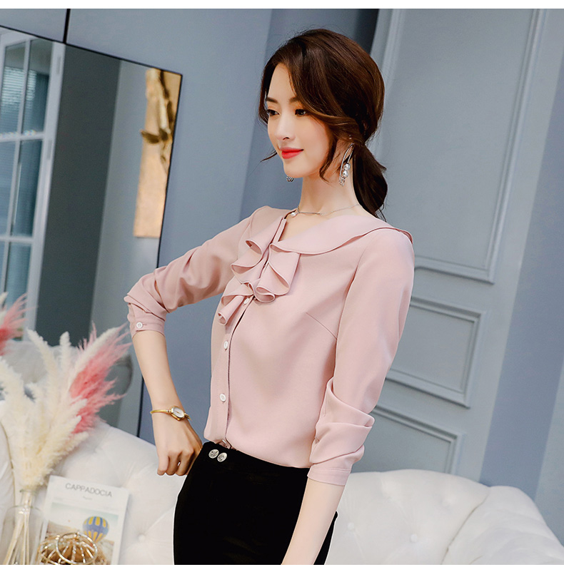 黛 2018 Xuân-Hè 2018 phiên bản Hàn Quốc mới của Slim thời trang rắn màu dài tay là áo sơ mi mỏng cỡ lớn hoang dã áo sơ mi kaki