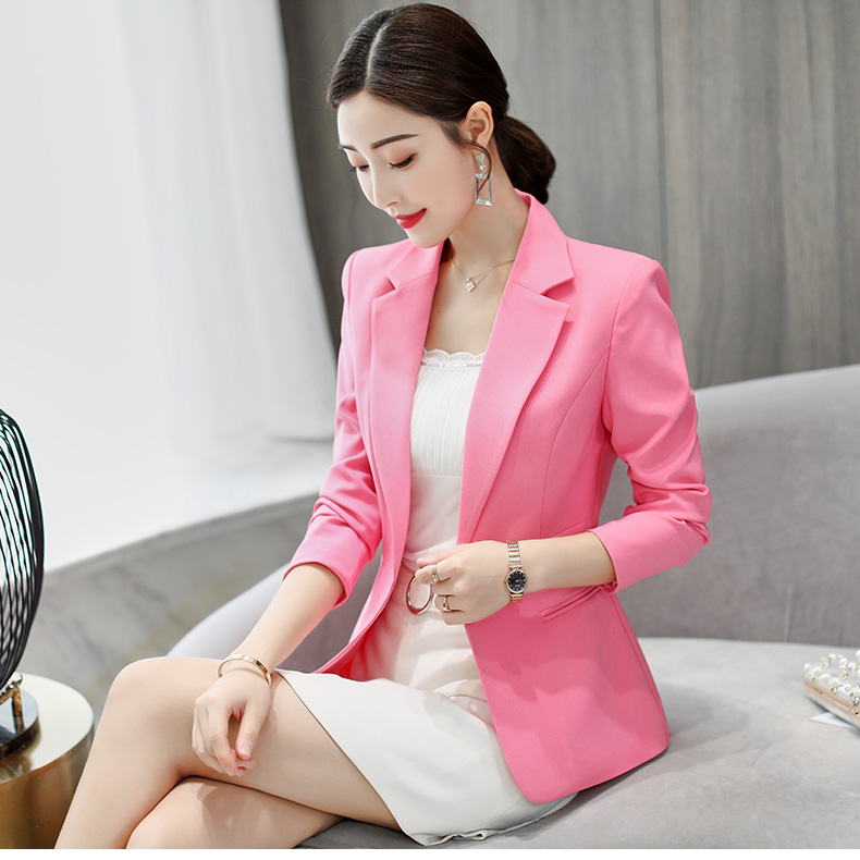 Màu sắc 黛 妃 2018 thu đông 2018 Thời trang mới phiên bản Hàn Quốc cỡ lớn là bộ đồ mỏng màu thuần khiết giản dị nữ phù hợp với thủy triều hoang dã thời trang công sở nữ