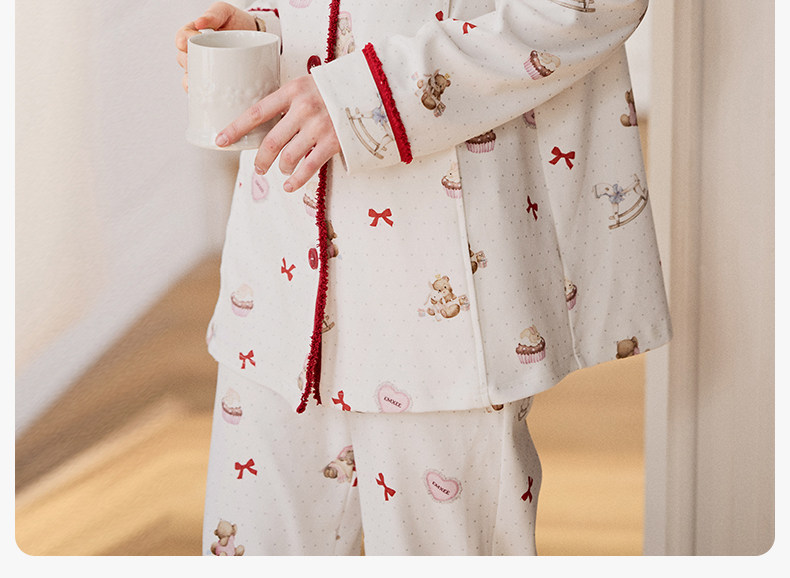 Manxi Maternity Pajamas Autumn/Winter Volcanic Flannel Pure Cotton Sleepwear Warm Nursing Homewear Set for Postpartum Women — 52