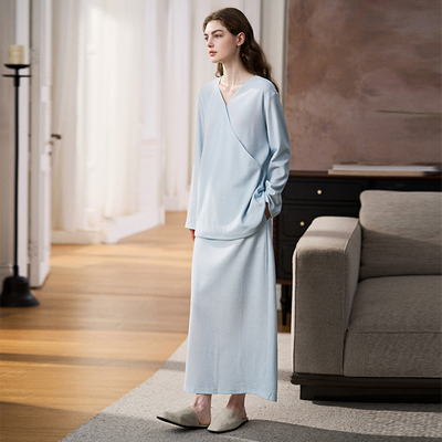 Manxi Autumn and Winter Camellia Waffle Nursing Clothes Yoga Sports Wearable Postpartum Outfit Maternity Homewear Set — 7