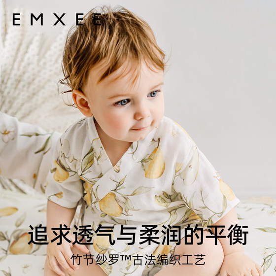 Manxi baby jumpsuit, summer gauze short-sleeved monk suit, going out clothes, newborn baby summer dress, baggy suit