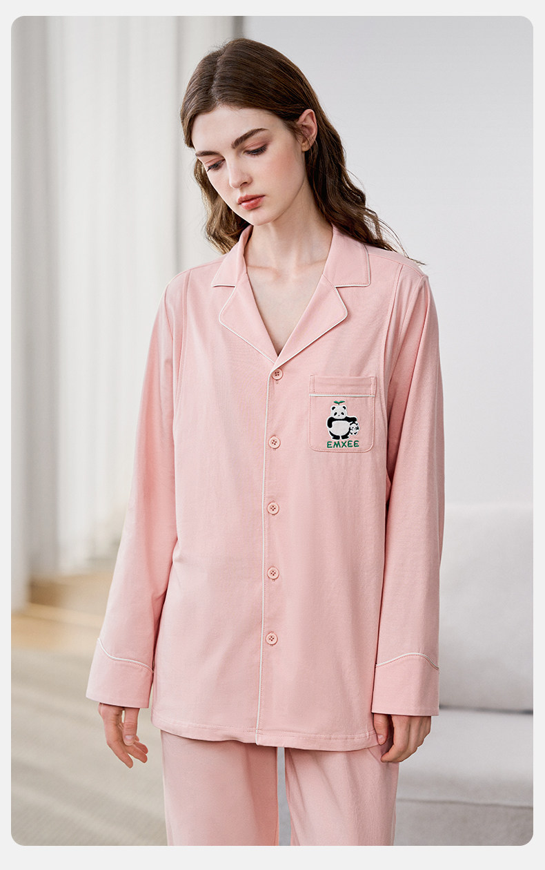 嫚熙秋冬季纯棉吸汗月子服孕妇产妇哺乳带胸垫睡衣产后喂奶家居服 — 27