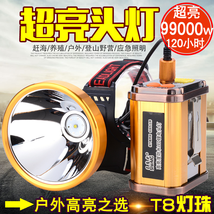 9900W Ultra-Bright Headlamp, Head-Mounted Strong Light, Rechargeable, Long-Range, Outdoor, Imported, Waterproof Led Super Xenon Miner's Lamp 3000