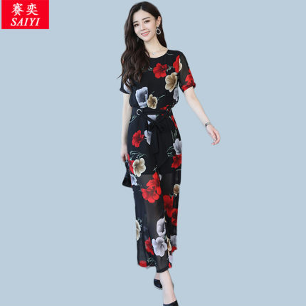 赛奕夏季雪纺连体裤女2018新款女装韩版修身