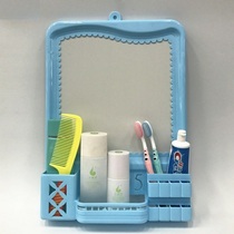 Miroir de toilette mural coiffeuse murale en plastique miroir suspendu miroir mural avec support de rangement miroir suspendu