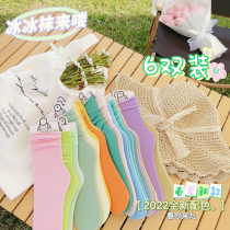 Ice Ice Long Sox Tides Pure Cotton Summer Thin PURE COLOR STUDENT DAYS GOOSE SUEDE MIDBARREL SOCKS SUMMER HEAPS STOCKINGS WOMAN