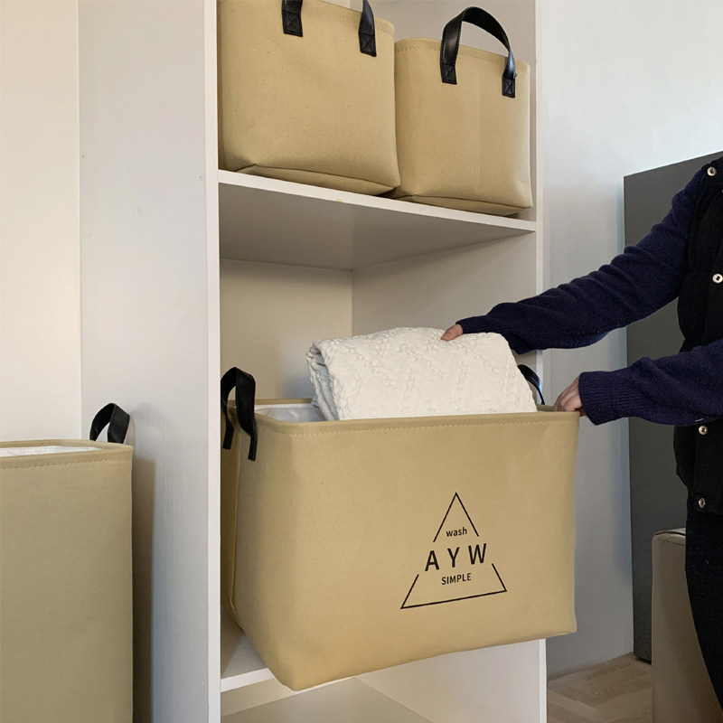 Canvas fabric can be saliva washable storage bucket dormitory clothes quilt dirty clothes bucket wardrobe toy large finishing box