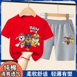 Летняя летняя одежда для мальчиков, хлопковая детская футболка с коротким рукавом, спортивный костюм для отдыха, оверсайз