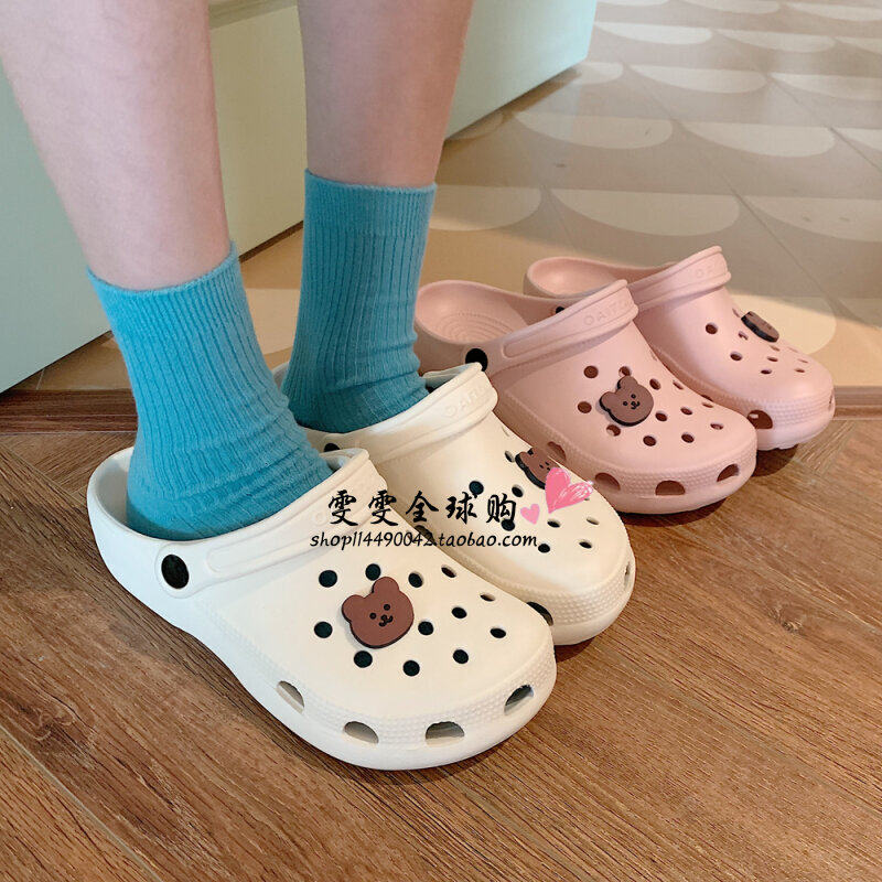 Japan cute student Baotou dongle dongle shoes new summer breathable outside wearing non-slip beach slippers