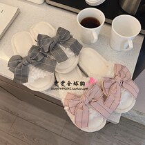 Japanese GP Autumn Winter Slippers Female Non-slip Indoor Princess Wind Cotton Slippers Butterfly Knot Mateen Hearts