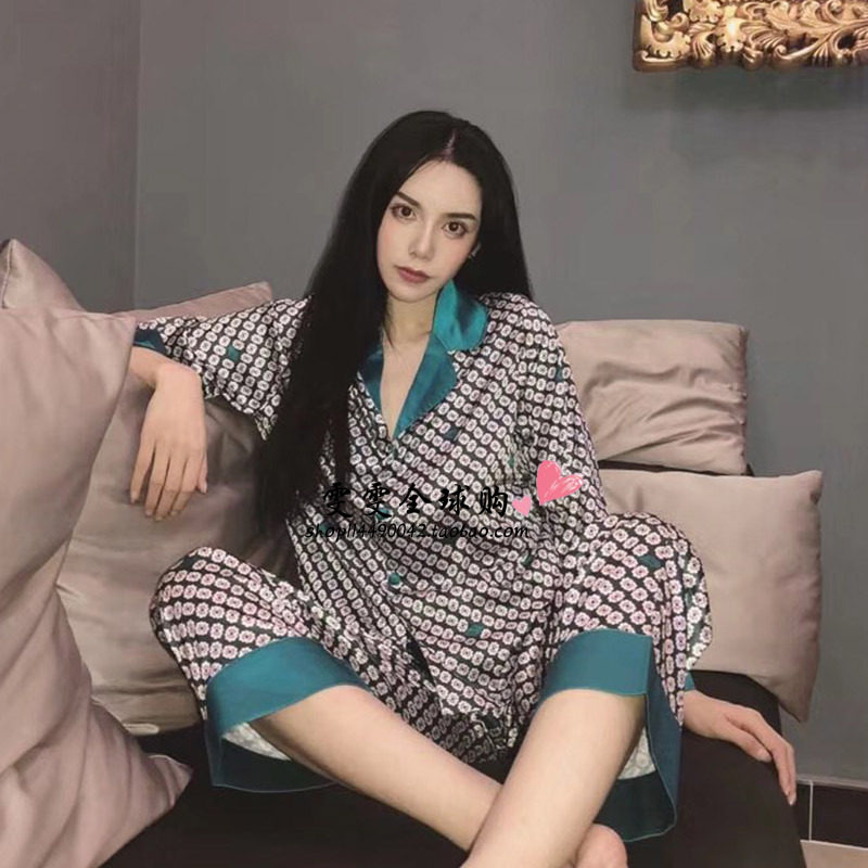 Japanese JULIPET pajamas women's spring and autumn long-sleeved trousers polka dot silk home clothes can be worn outside