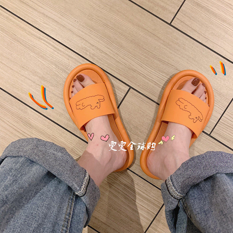 Japanese summer non-slip slippers cute cartoon home flat bottom outer wearing couple cool drag male and female word drag