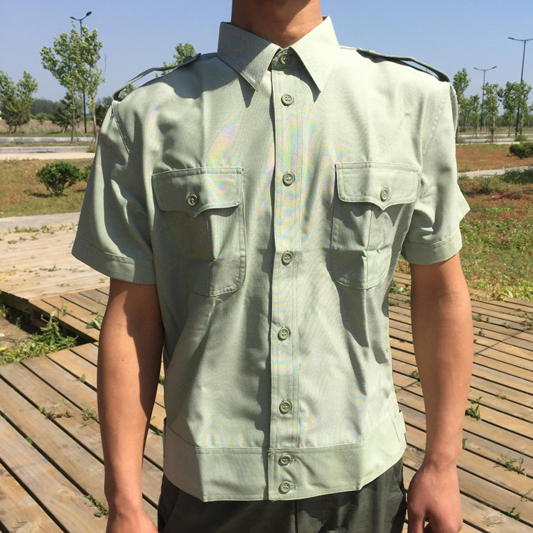 Stock old-style short shirt deep green jacket shirt flat grain speed dry outdoor short sleeve workwear collection waist and breathable clothes