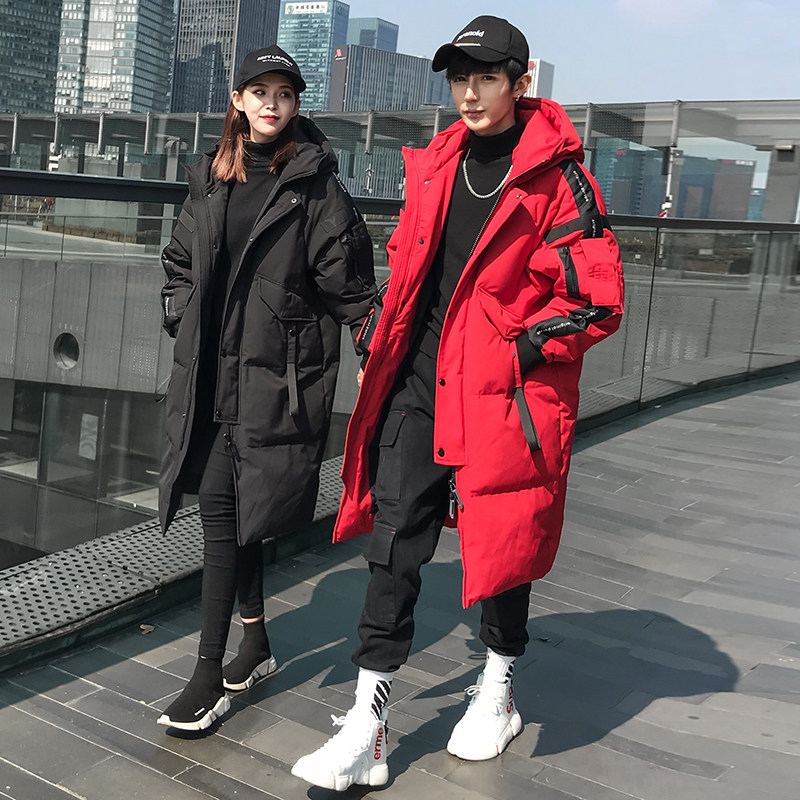 2021 tooling down jacket men's mid-length over-the-knee winter style national tide thickening couple students winter wear ins jacket