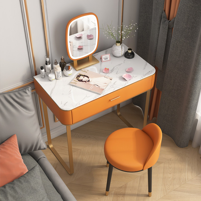 Light Extravagant Marble Rockboard Dresden Dresden Net Red Ins Small Family Bedroom Modern Minimalist Make-up Table And Chairs Mirror Composition 