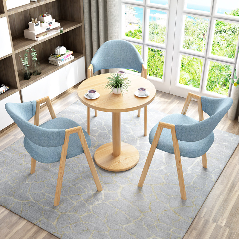 Reception to discuss small round table Simple modern table four chair combination coffee shop dining table office room