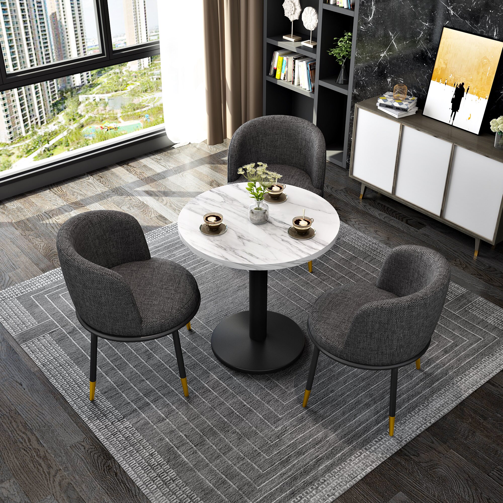 Negotiation table and chair coffee milk tea shop sample house display center reception negotiation table and chair combination round modern minimalist small apartment