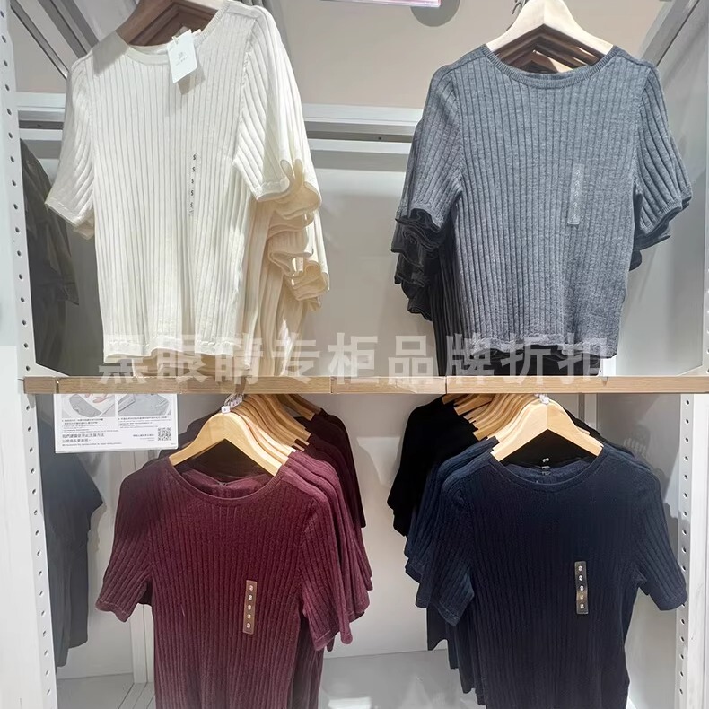 Limited Stock in Stock: Authentic Uniqlo 3D Fine-Spun Merino Wool Ribbed Crew Neck Knit Sweater with 5/4 Sleeves 480188