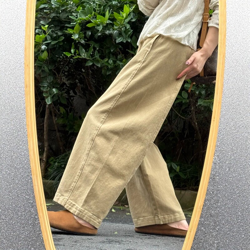 Autumn Khaki Wide-Leg Pants for Women, Plus Size, Elastic Waist, Hip-Covering, Leg-Shaping, Loose-Fitting Casual Pants