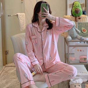 睡衣女春秋季纯棉长袖两件套